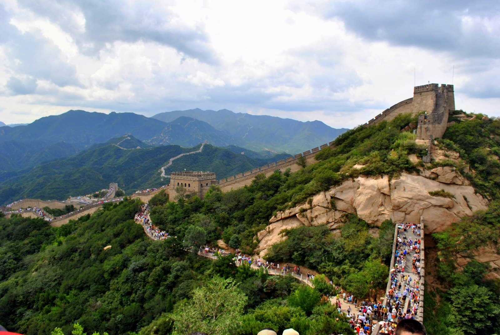 The Great Wall tracing green mountain ridges near Mutianyu